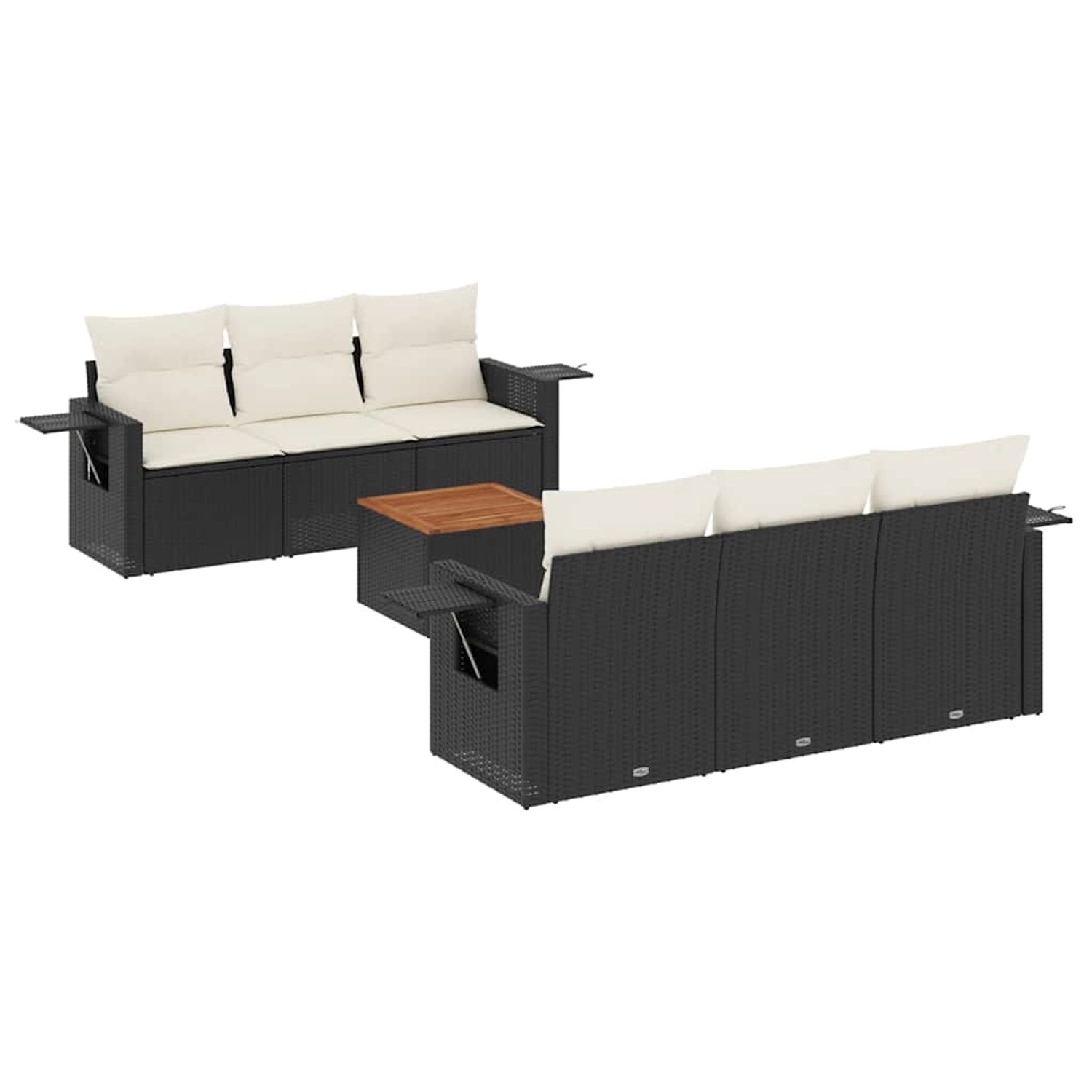 vidaXL 7-Tlg Garten-Sofagarnitur mit Kissen Schwarz Poly Rattan 3256784 günstig online kaufen