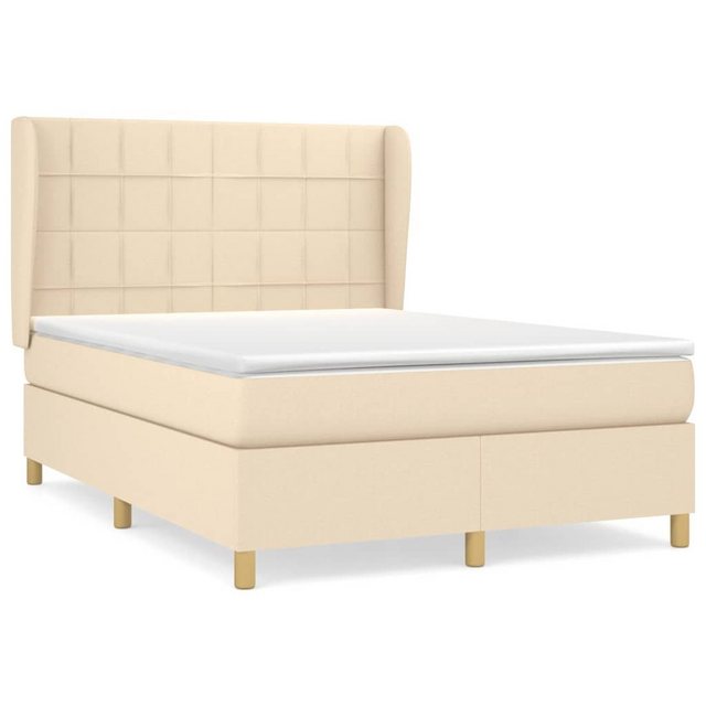 vidaXL Bettgestell Boxspringbett mit Matratze Creme 140x190 cm Stoff Bett B günstig online kaufen