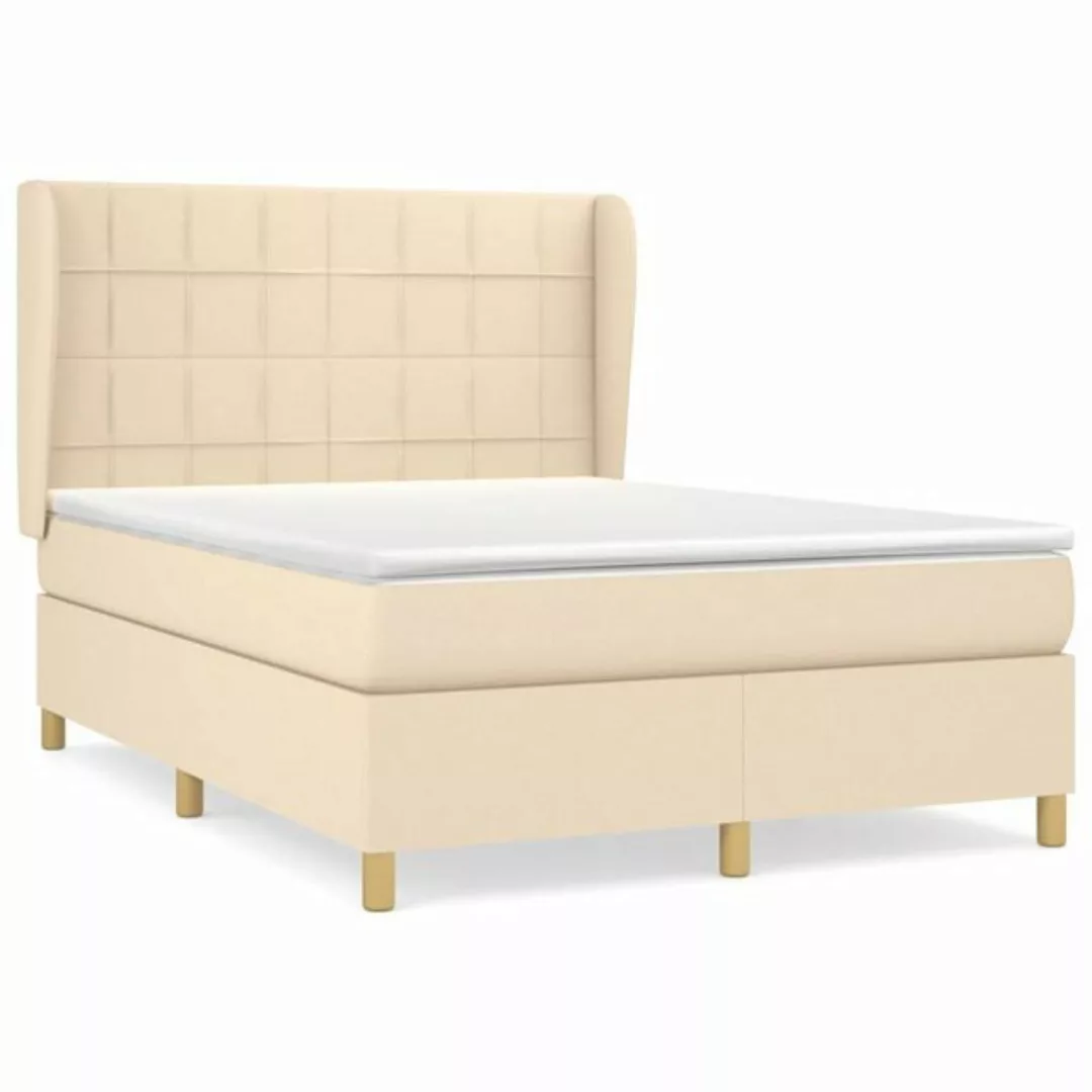 vidaXL Boxspringbett Boxspringbett mit Matratze Creme 140x200 cm Stoff Bett günstig online kaufen