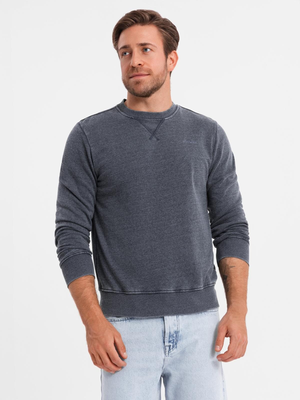 OMBRE Sweatshirt Gewaschenes Herren-Sweatshirt mit Ziernähten günstig online kaufen