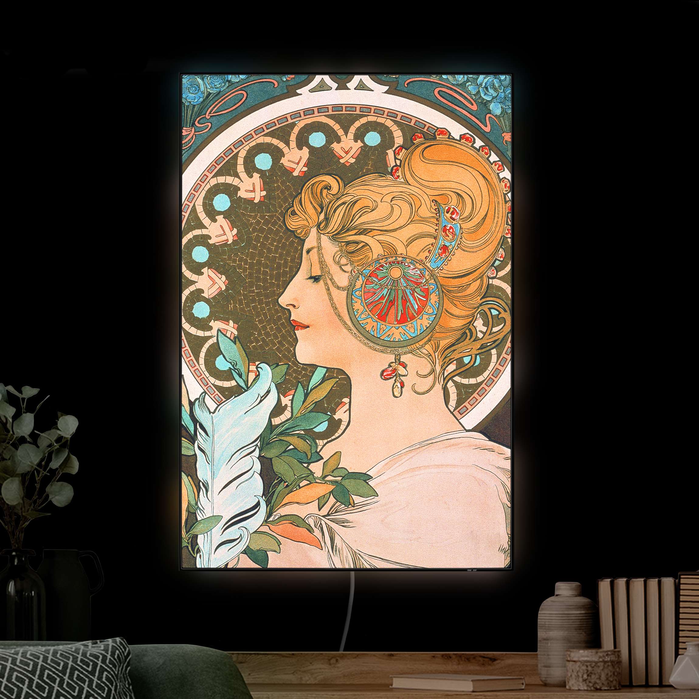 LED-Wechselbild Alfons Mucha - Die Feder günstig online kaufen