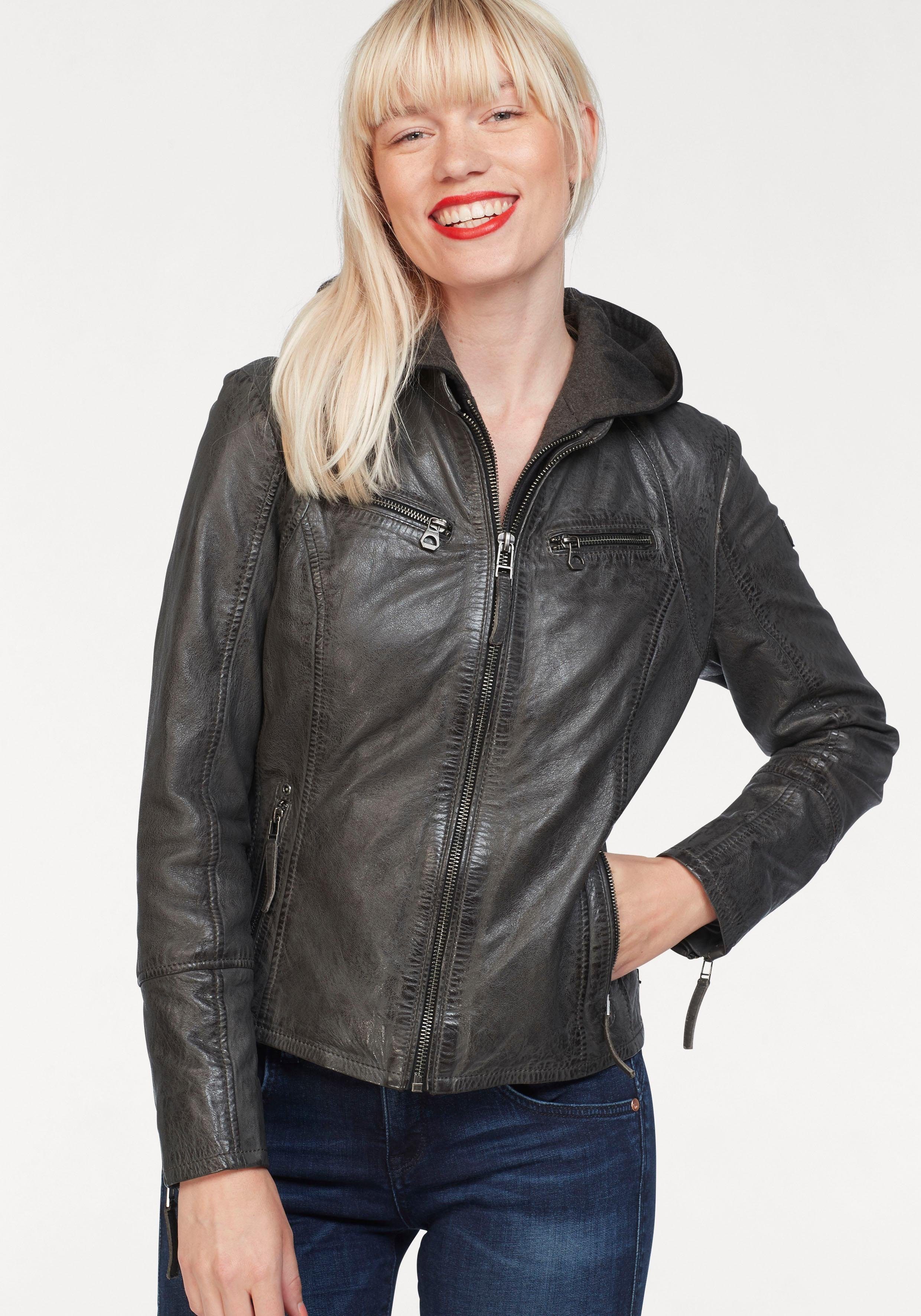 Gipsy Lederjacke "NOLA", mit Kapuze, Two-in-One Style - mit abnehmbarer Jer günstig online kaufen