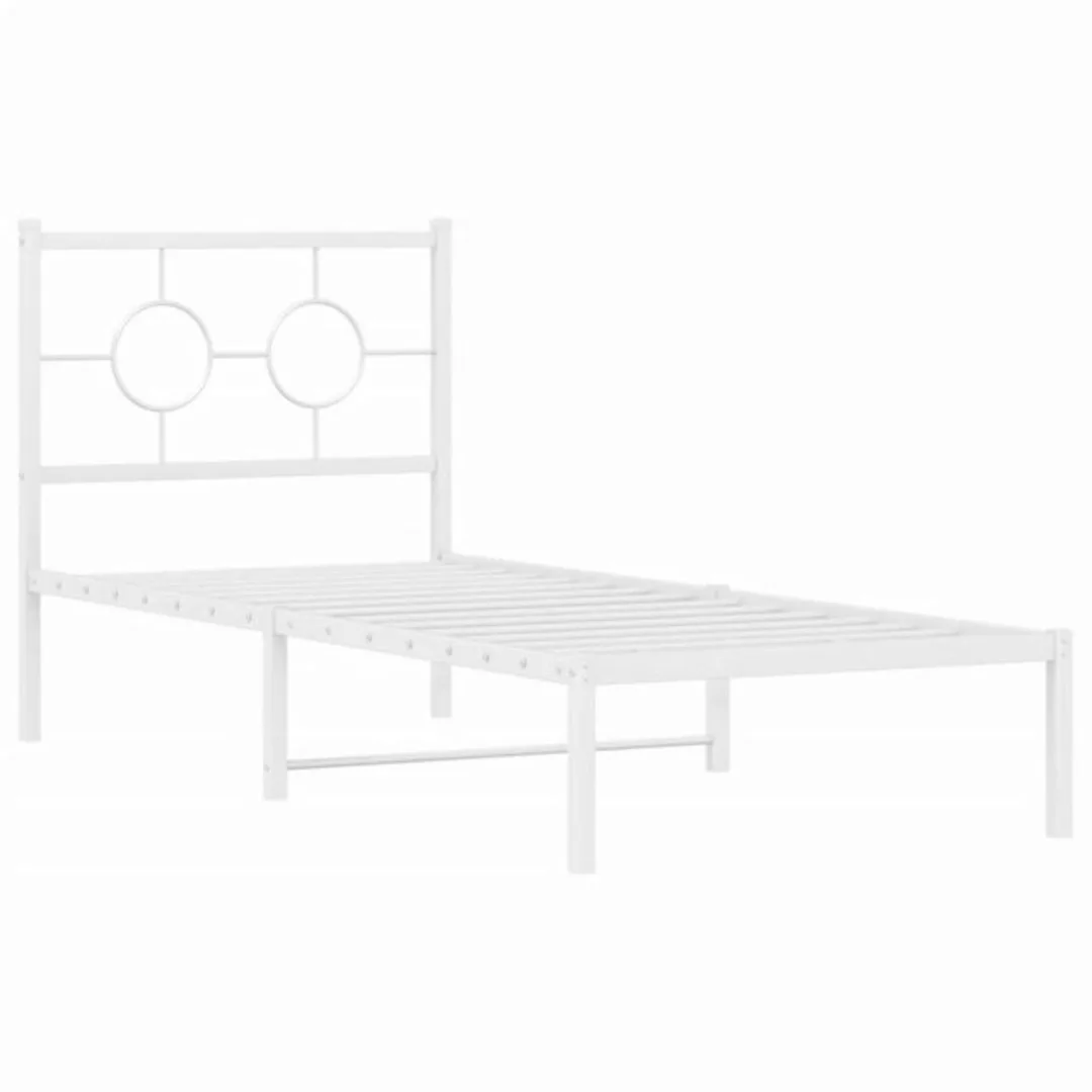 vidaXL Bett Bettgestell mit Kopfteil Metall Weiß 75x190 cm günstig online kaufen