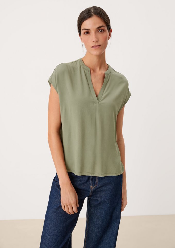 s.Oliver Shirttop Viskoseshirt mit V-Neck günstig online kaufen