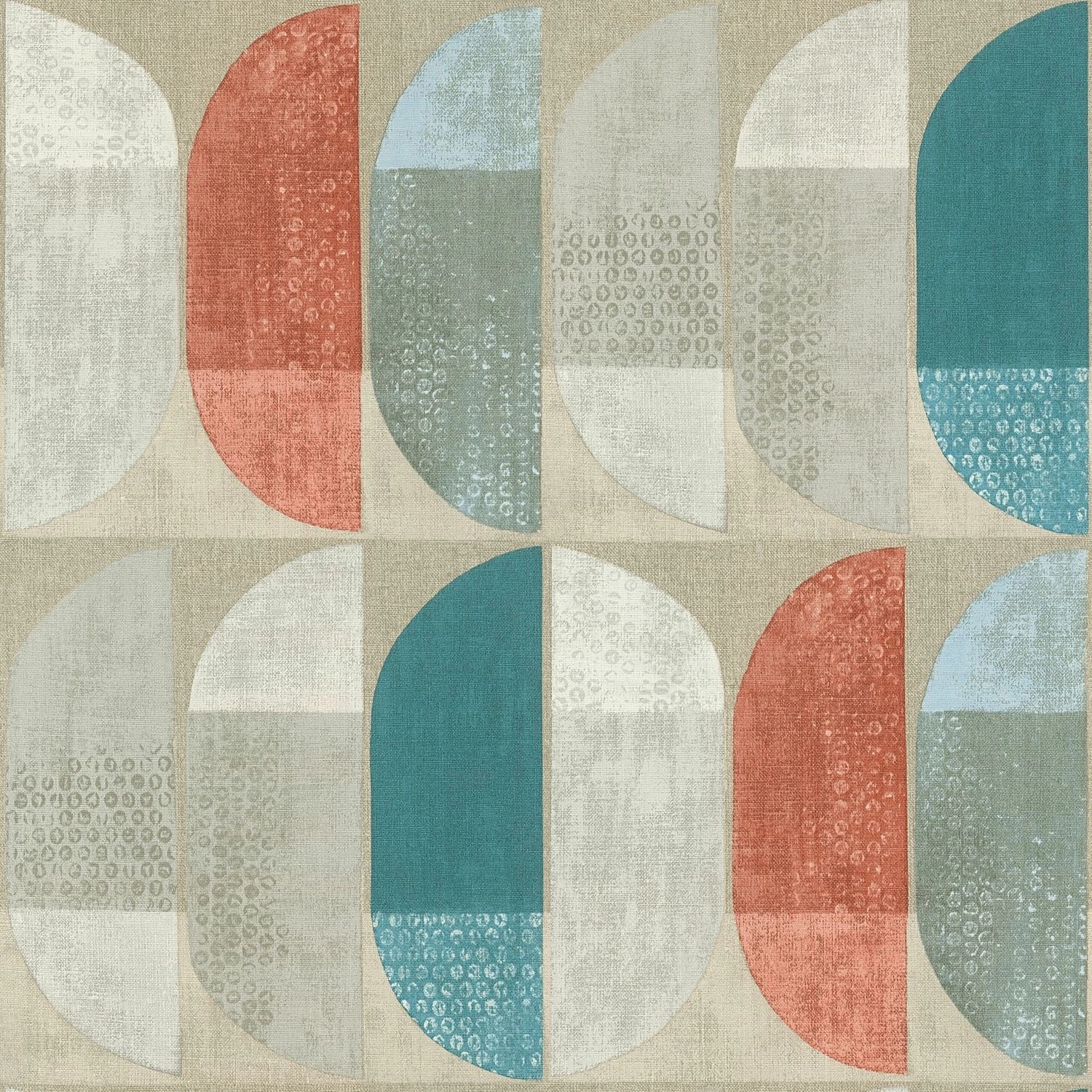 PROFHOME 375311-GU Grafik Tapete Geometrisch Matt Beige Rot Blau 0,53 m x 1 günstig online kaufen