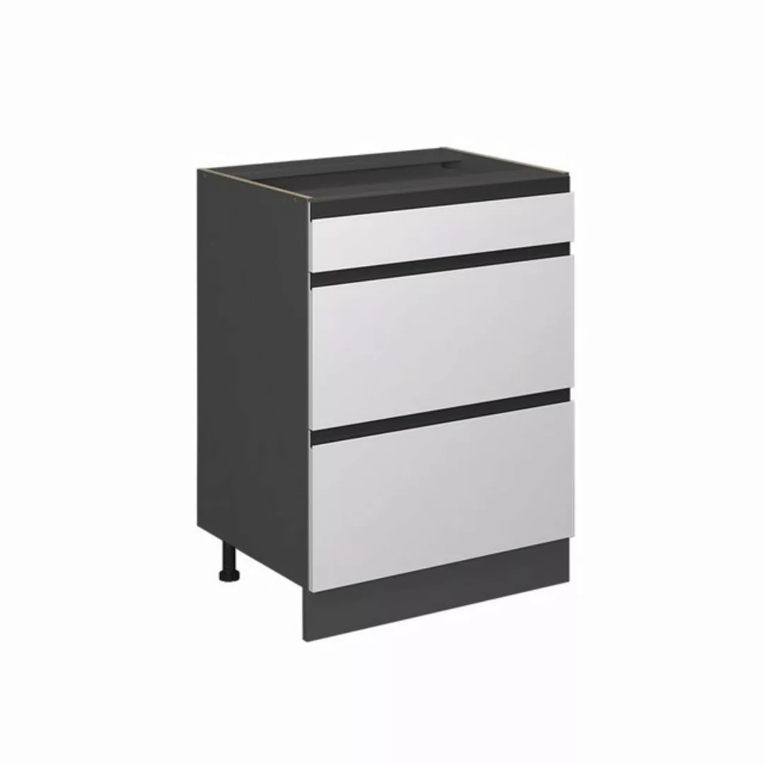 Livinity® Unterschrank R-Line, Weiß/Anthrazit, 60 cm mit Schubladen, AP Ant günstig online kaufen