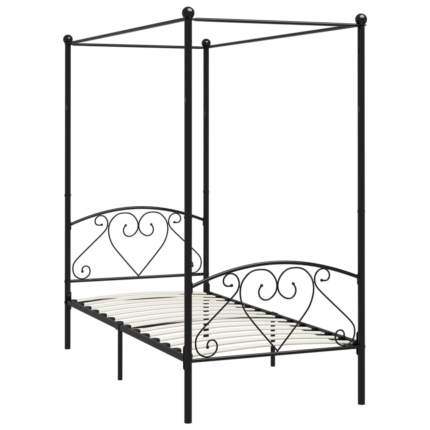 Himmelbett-gestell Schwarz Metall 90 X 200 Cm günstig online kaufen