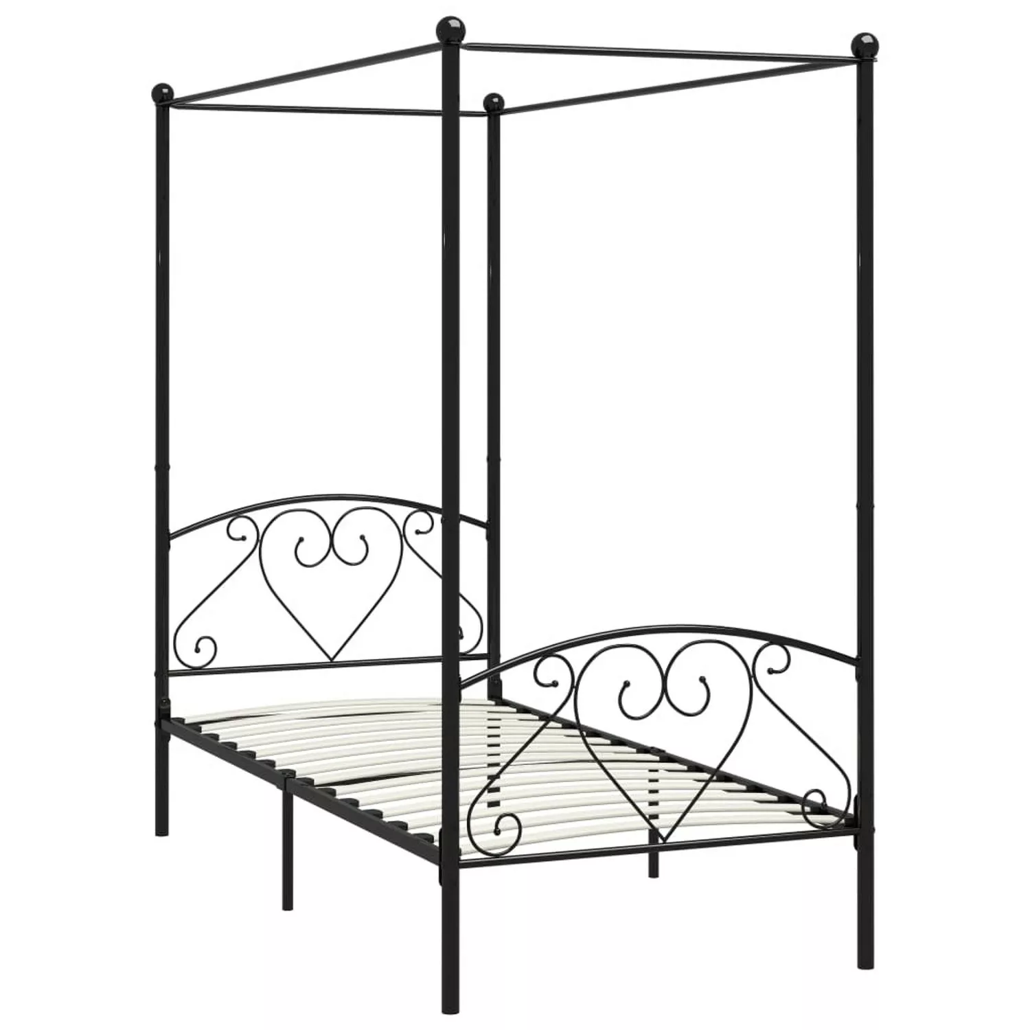 Himmelbett-gestell Schwarz Metall 90 X 200 Cm günstig online kaufen