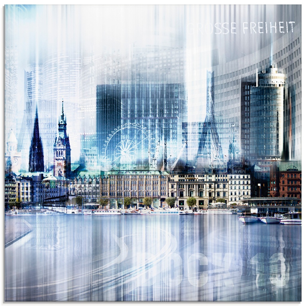 Artland Glasbild »Hamburg Abstrakte Collage«, Deutschland, (1 St.), in vers günstig online kaufen