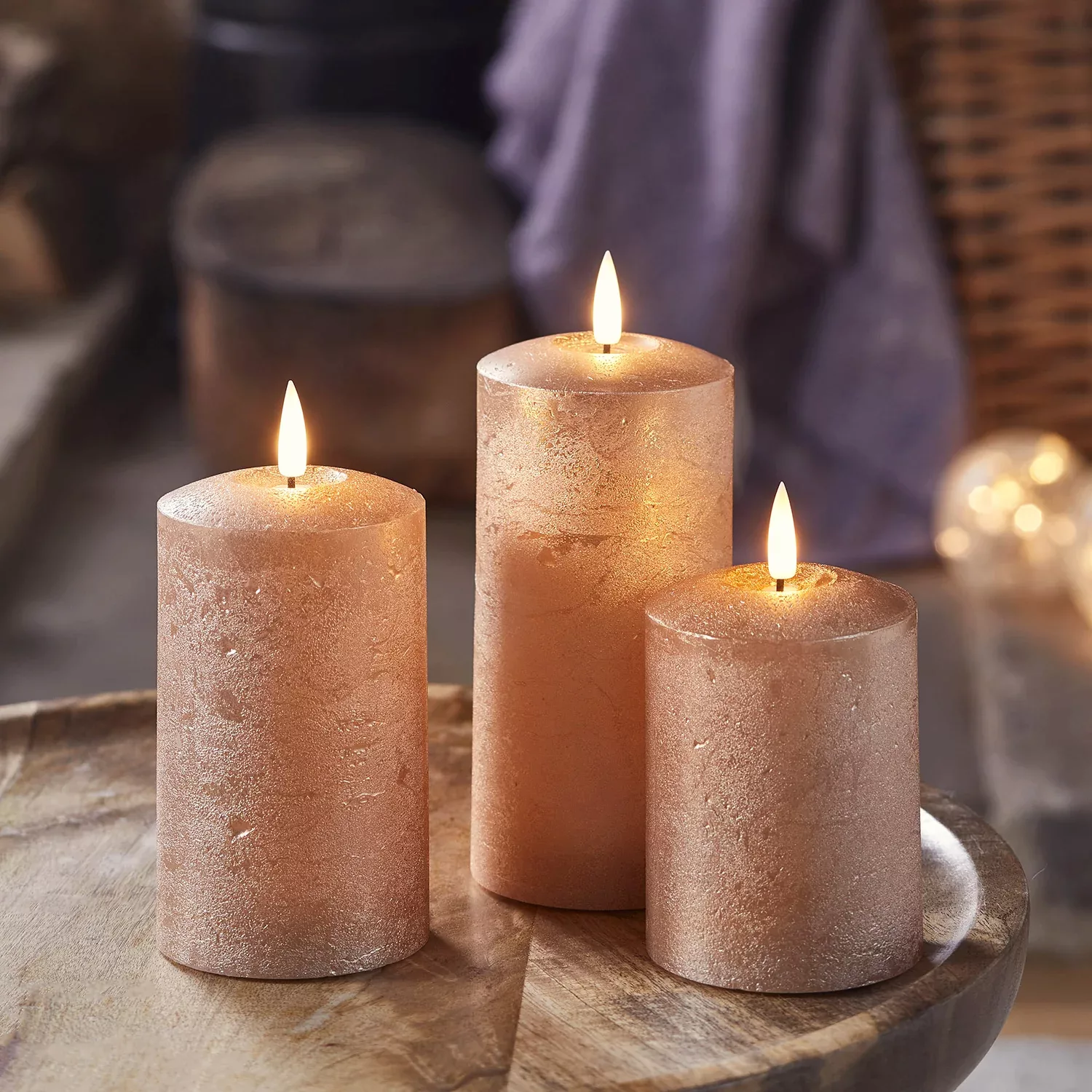 TruGlow® LED Kerzen Trio kupferfarben mit Fernbedienung günstig online kaufen