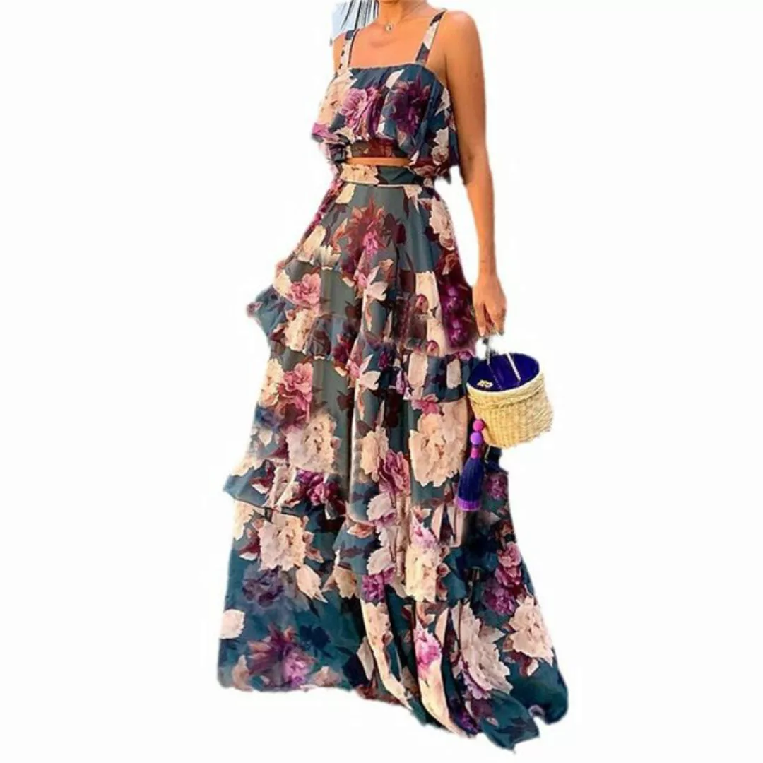 RUZU UG Dirndl Kleid im modischen Strand-Resort-Stil, bedrucktes zweiteilig günstig online kaufen