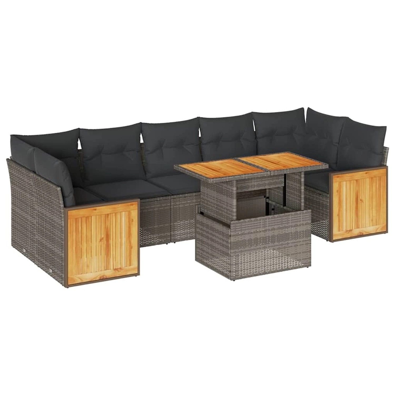 vidaXL 8-Tlg Garten-Sofagarnitur mit Kissen Grau Poly Rattan Akazie 3327686 günstig online kaufen