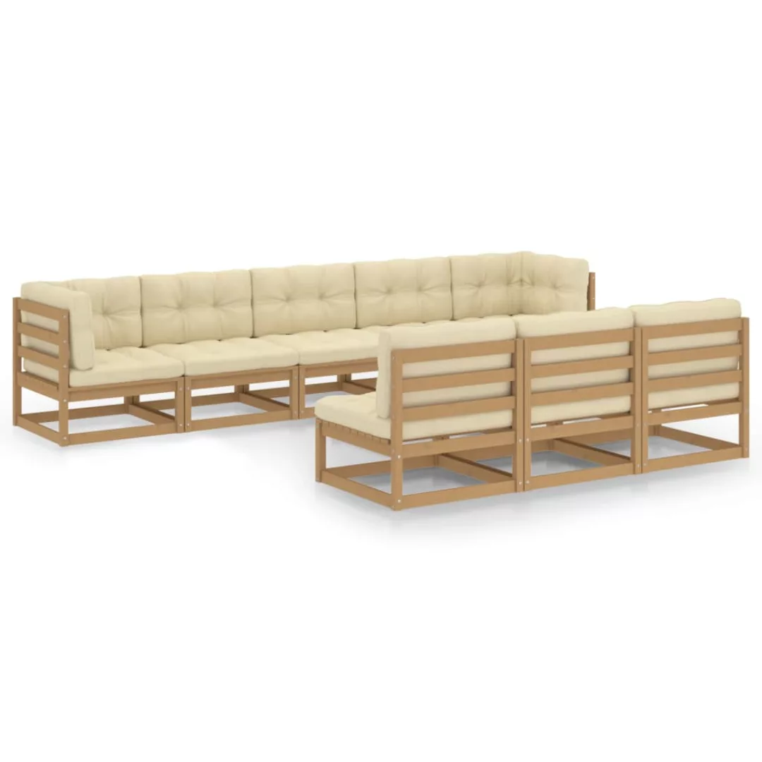 8-tlg. Garten-lounge-set Kissen Honigbraun Kiefer Massivholz günstig online kaufen