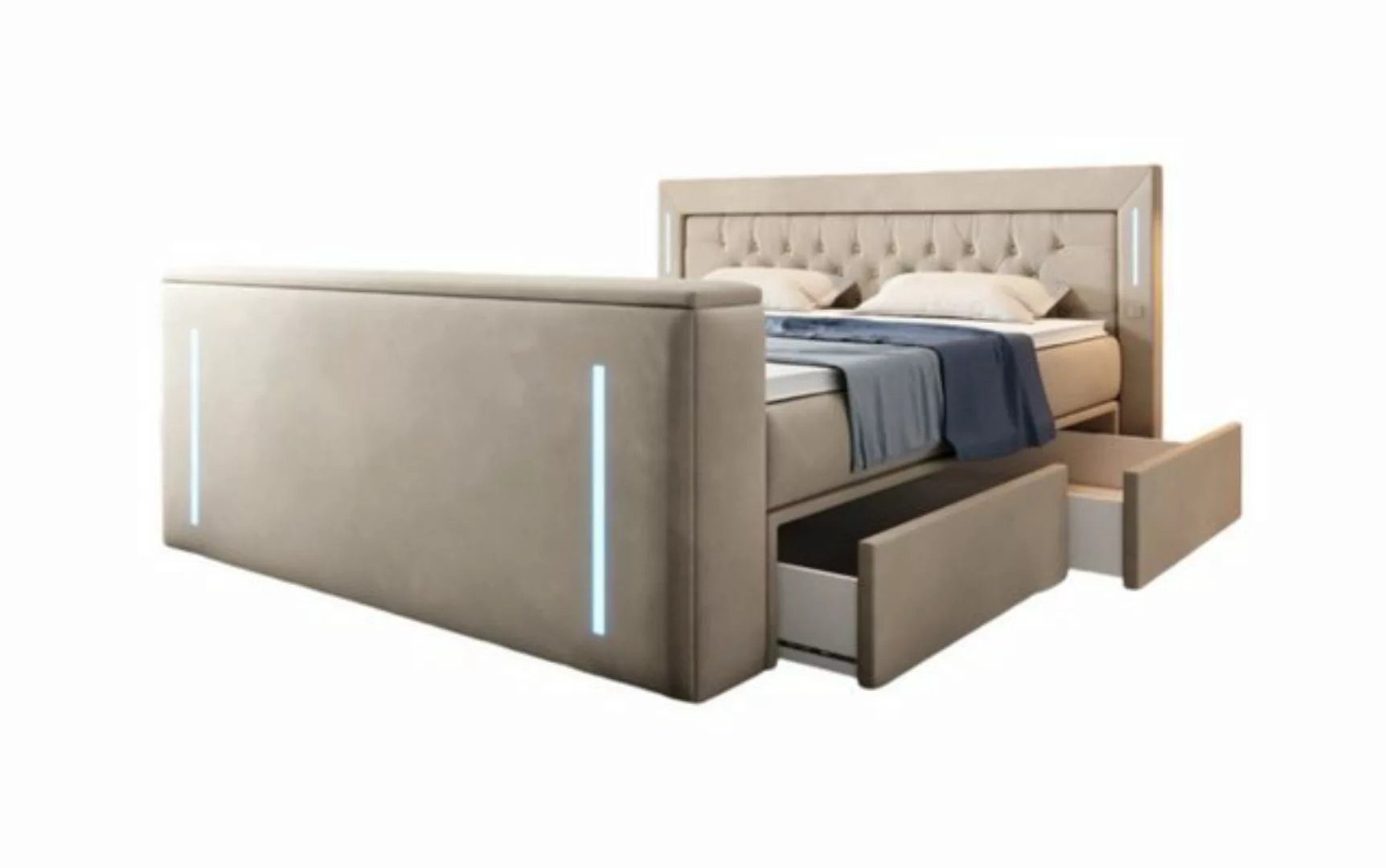 Luxusbetten24 Boxspringbett Divaneo, mit TV Lift und Stauraum (2 Schubladen günstig online kaufen