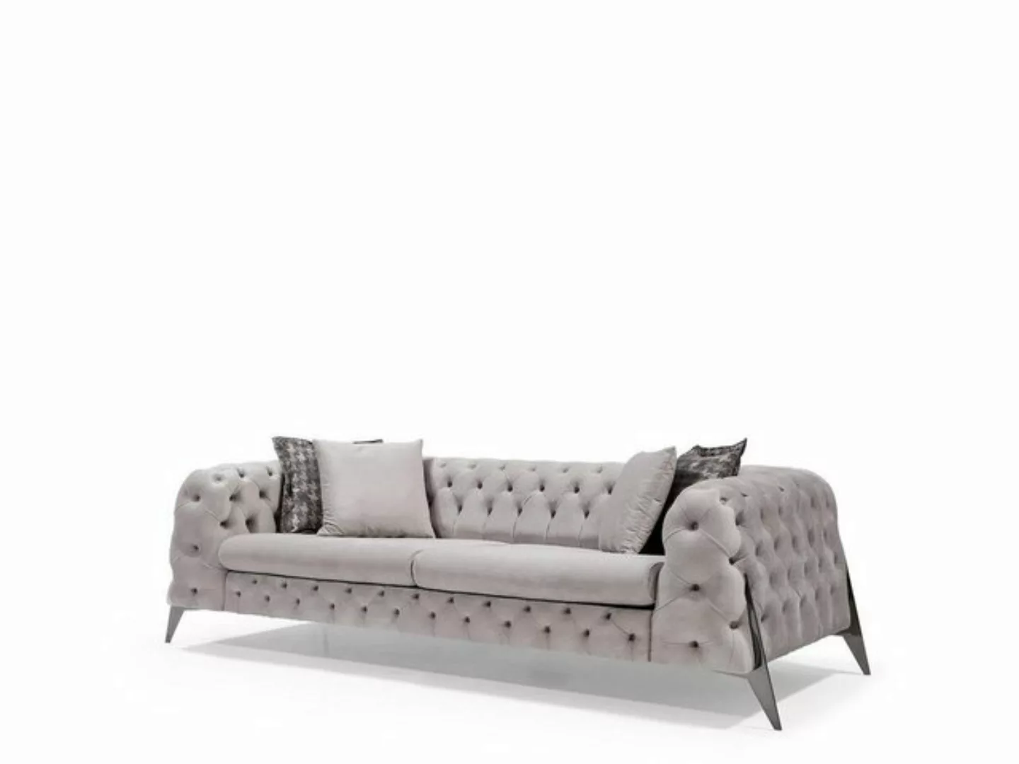 JVmoebel 4-Sitzer Grauer Chesterfield 4-Sitzer Posltersofas Design Viersitz günstig online kaufen