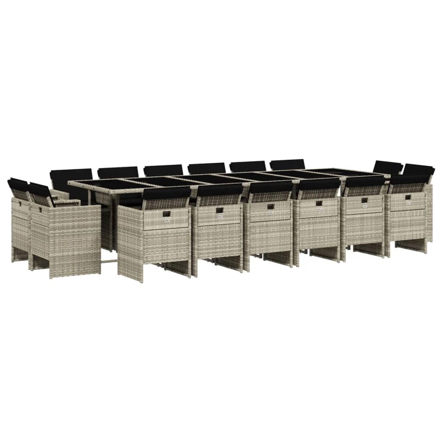 vidaXL 17-Tlg Garten-Essgruppe mit Kissen Hellgrau Poly Rattan 3277834 günstig online kaufen
