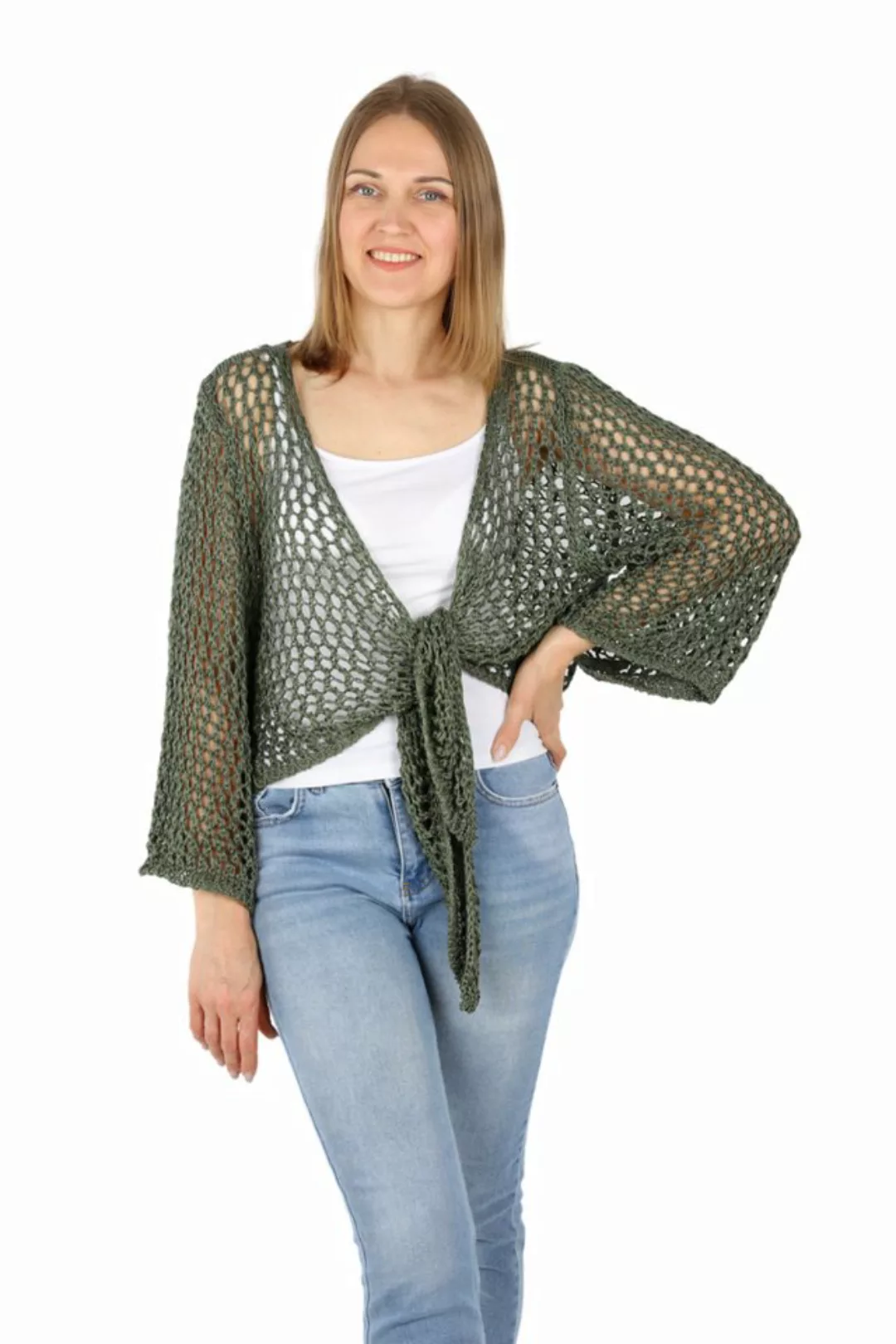 MIRROSI Bolero Strickjacke mit Grob Lochstrick, made in Itlay Einheitsgröße günstig online kaufen