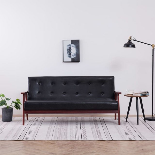 vidaXL Sofa 3-Sitzer-Sofa Schwarz Kunstleder Couch günstig online kaufen