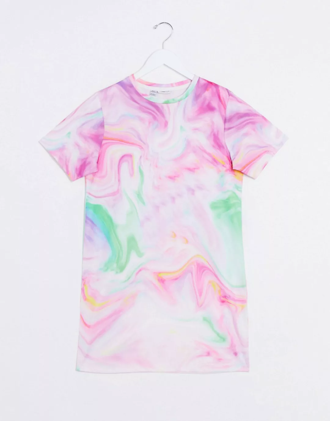 Noisy May – T-Shirt-Kleid in Batikoptik-Mehrfarbig günstig online kaufen