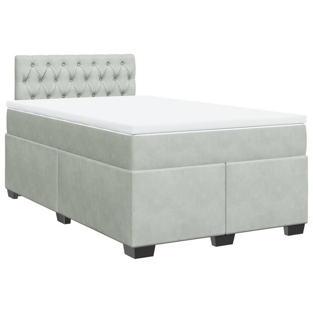 vidaXL Bett Boxspringbett mit Matratze Hellgrau 120x200 cm Samt günstig online kaufen