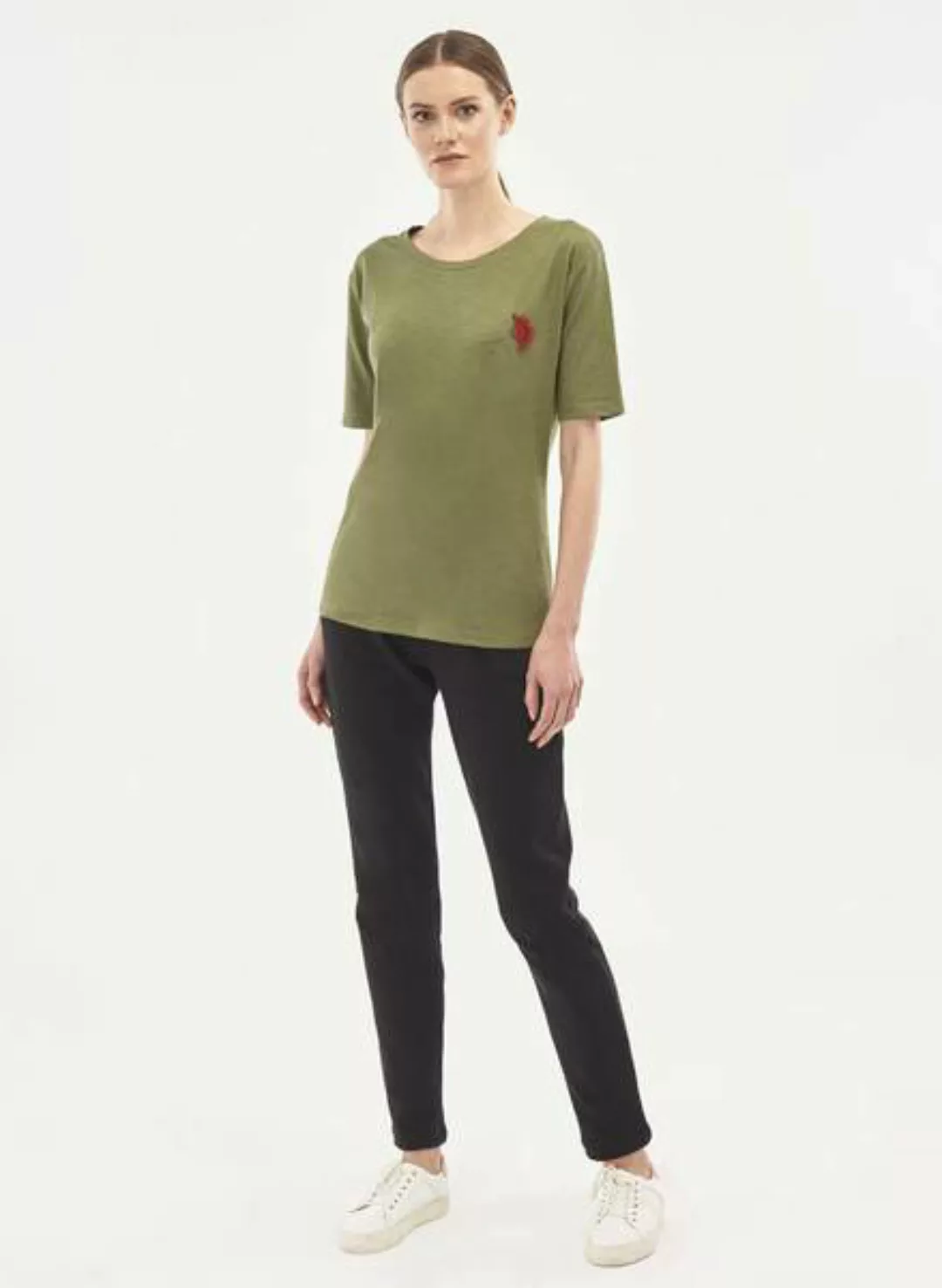 T-shirt Aus Bio-baumwolle Mit Blumenstickerei günstig online kaufen