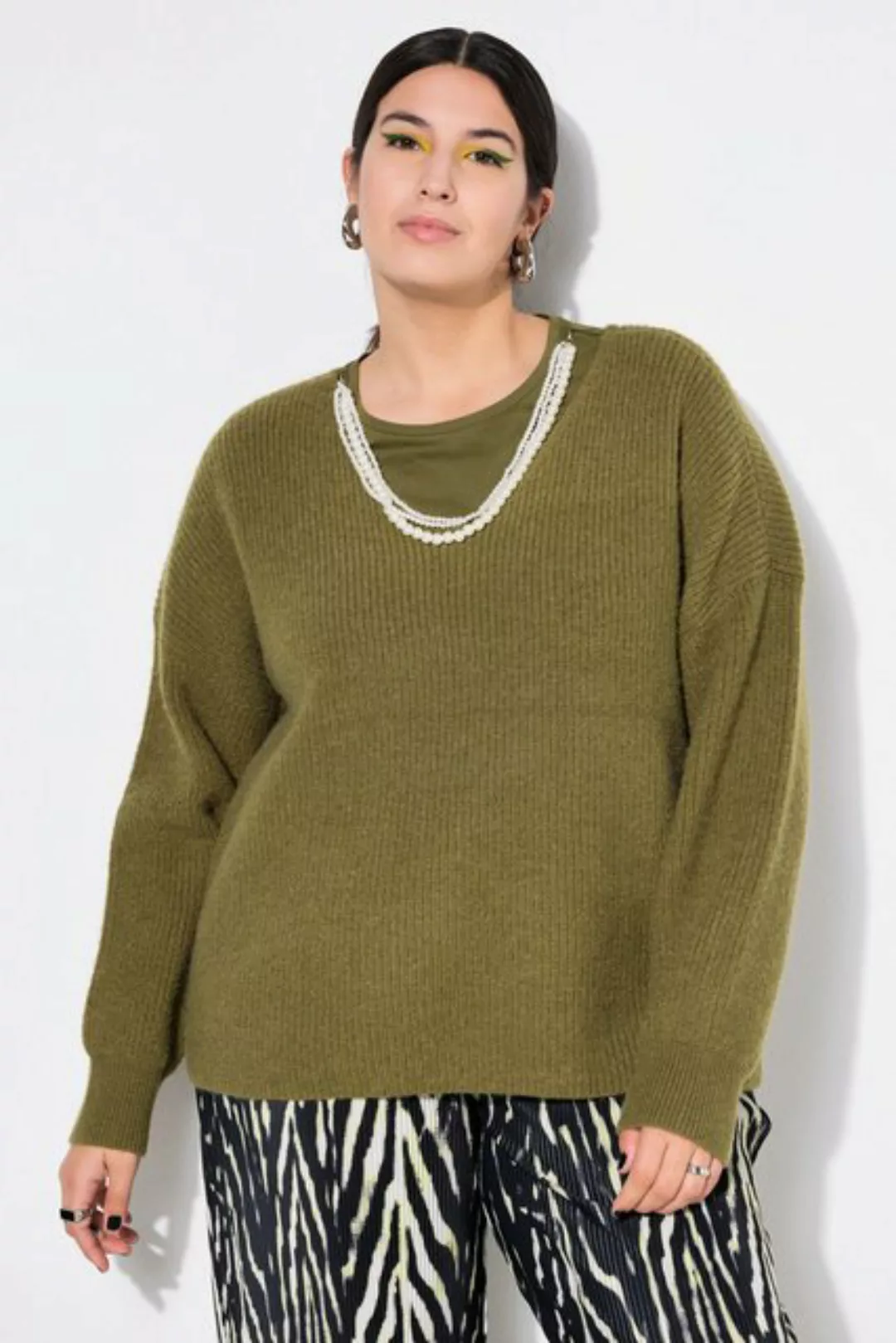 Studio Untold Strickpullover Pullover Boxy Shape weicher Rippstrick günstig online kaufen