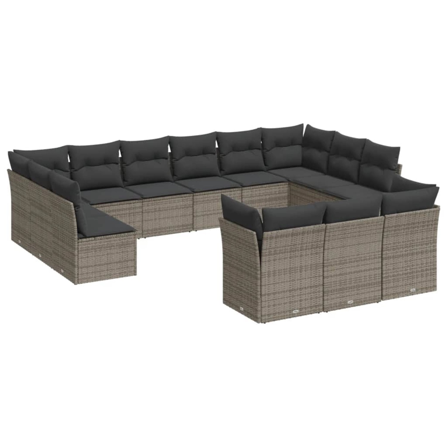 vidaXL 13-tlg Garten-Sofagarnitur mit Kissen Grau Poly Rattan Modell 36 günstig online kaufen