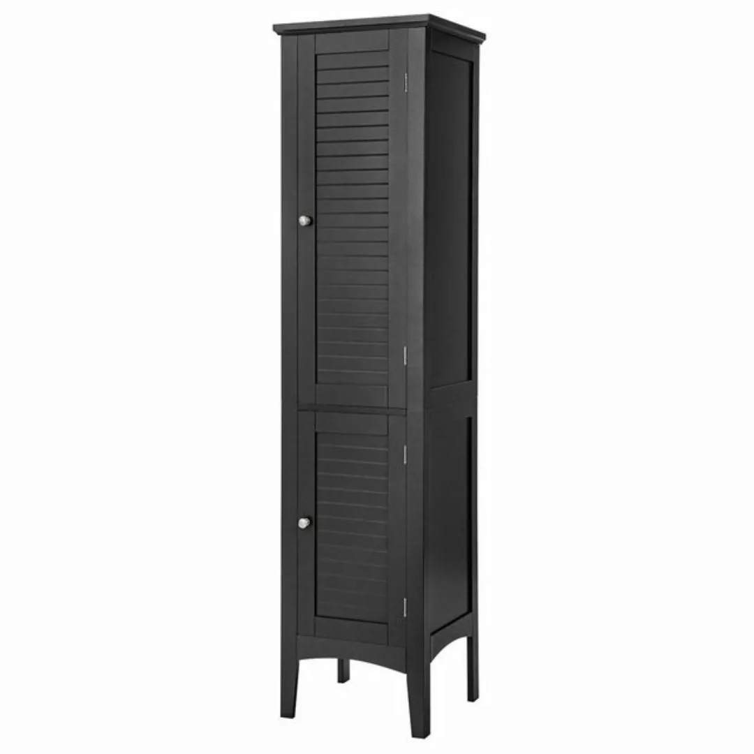 COSTWAY Hochschrank Bad, schmal, mit 2 Lamellentür, 5 Fächern, 37x37x160cm günstig online kaufen