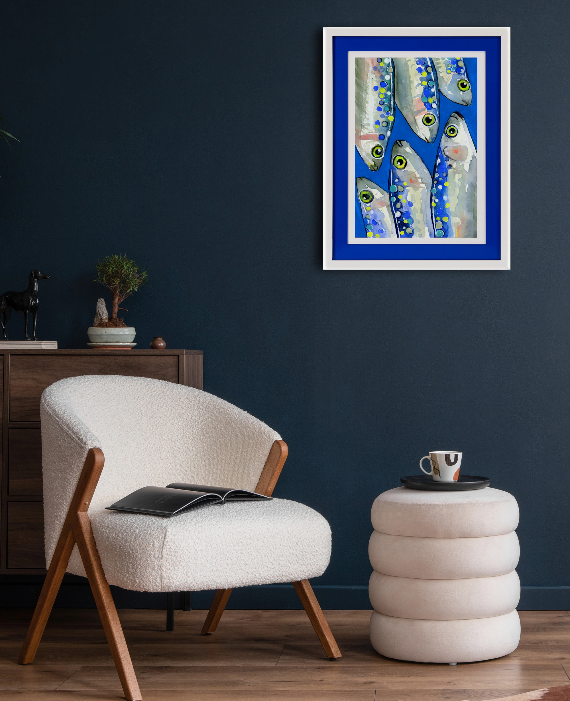 queence Bild mit Rahmen "Fische, Fischbild, blau, blautöne", Wassertiere, ( günstig online kaufen
