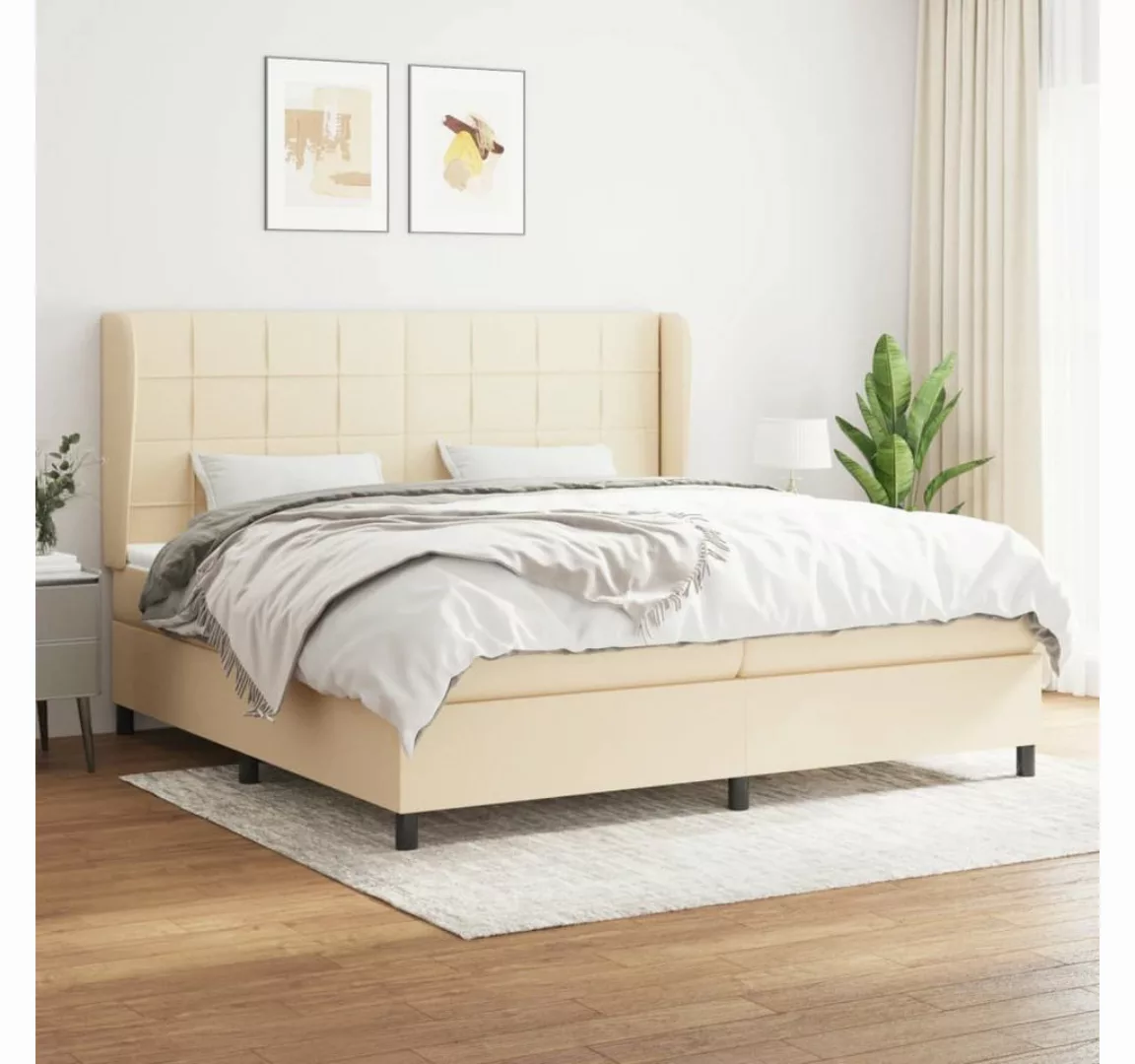 vidaXL Boxspringbett Boxspringbett mit Matratze Creme 200x200 cm Stoff Bett günstig online kaufen