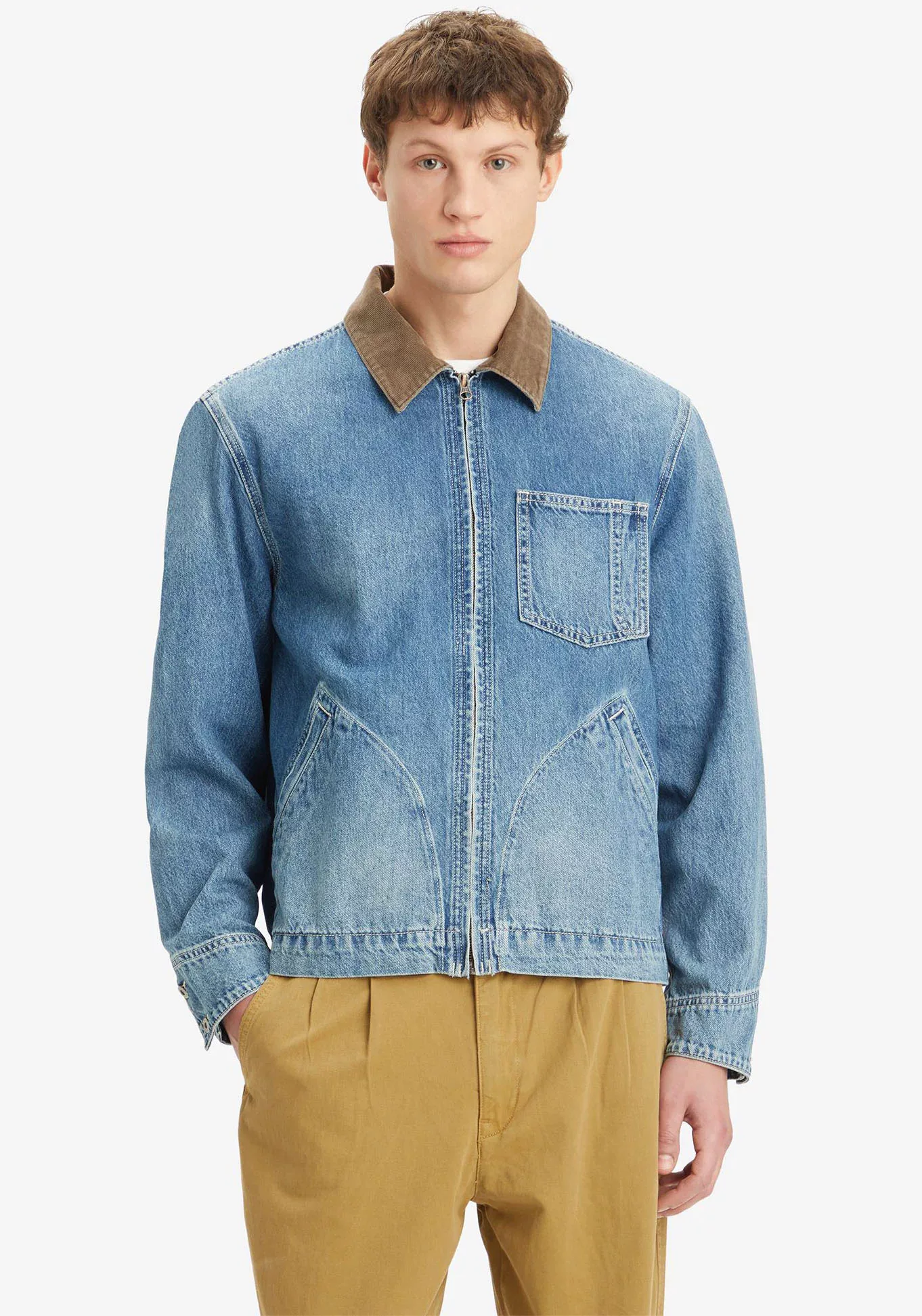 Levi's® Jeansjacke FULL ZIP MECHANICS TRKR mit Zipper und Kragen mit Cordbe günstig online kaufen