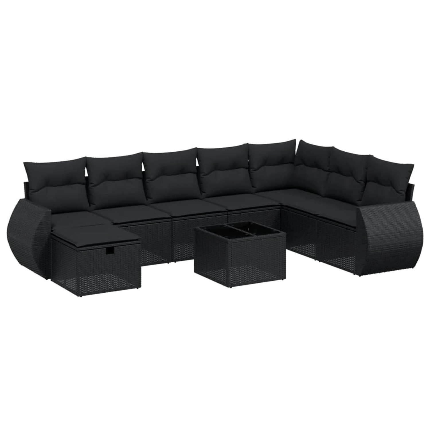 vidaXL 9-tlg Garten-Sofagarnitur mit Kissen Schwarz Poly Rattan Modell 133 günstig online kaufen