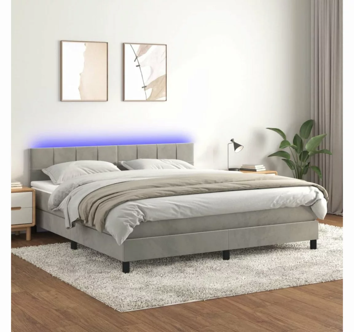 vidaXL Boxspringbett Bett Boxspringbett mit Matratze & LED Samt (180 x 200 günstig online kaufen