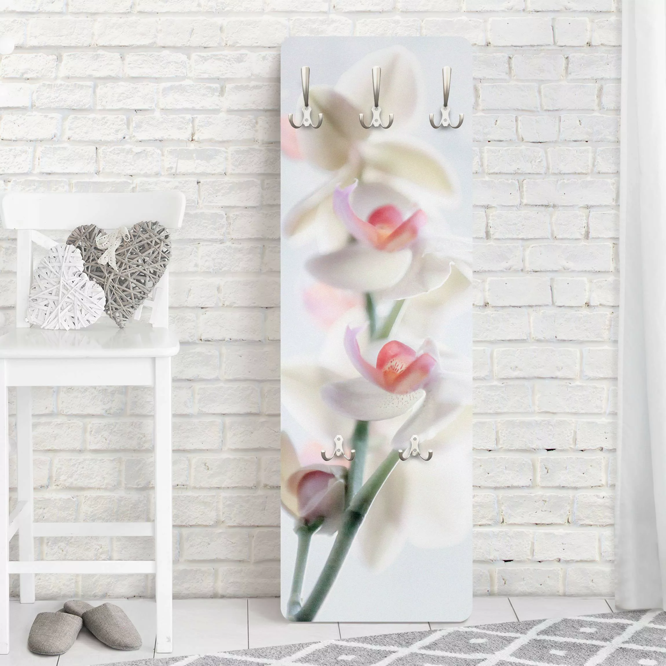 Wandgarderobe Holzpaneel Blumen Zerbrechliche Orchidee günstig online kaufen