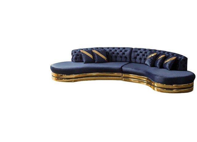 JVmoebel Sofa Blaues Halbrundes Chesterfield Sofa Designer Weißer Sessel 2t günstig online kaufen