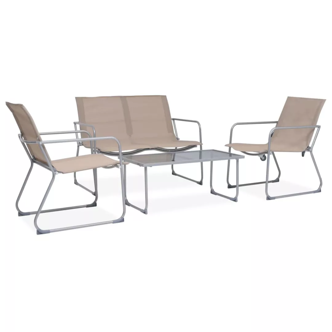 4-tlg. Garten-lounge-set Stoff Und Stahl Taupe günstig online kaufen