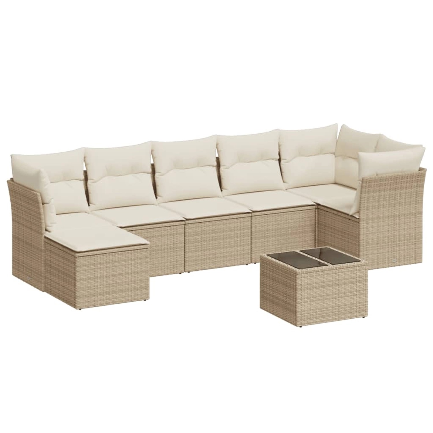 vidaXL 8-Tlg Garten-Sofagarnitur mit Kissen Beige Poly Rattan 3249817 günstig online kaufen
