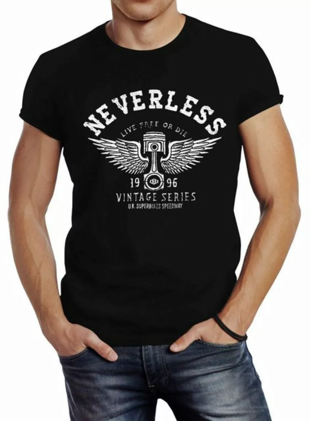 Neverless Print-Shirt Herren T-Shirt Biker Motorrad Motorblock Engine Flüge günstig online kaufen