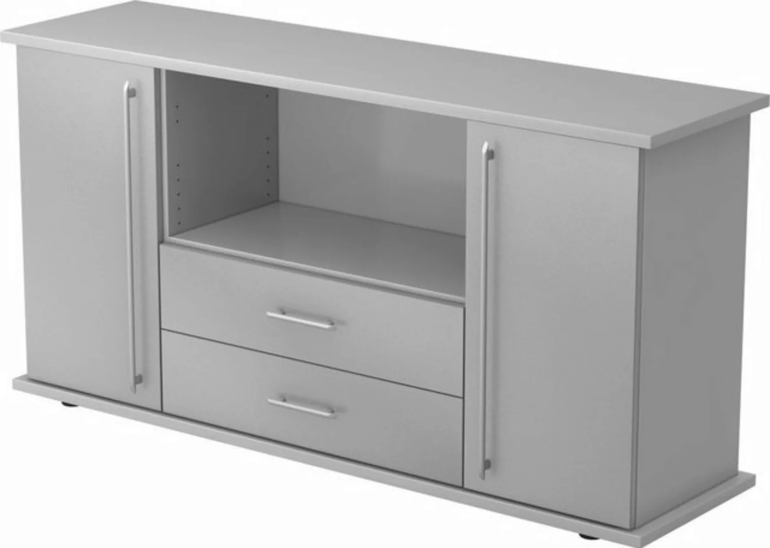 Aktenschrank Sideboard SB 2OH 2 Schübe BxTxH 166,1x44,8x84cm Griff RE Grau/ günstig online kaufen