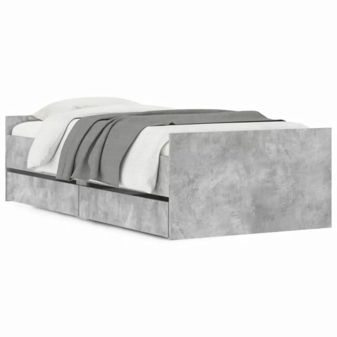 vidaXL Bett Bett mit Schubladen Betongrau 75x190 cm günstig online kaufen