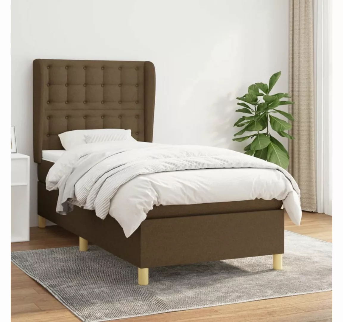 vidaXL Boxspringbett Boxspringbett mit Matratze Dunkelbraun 100x200 cm Stof günstig online kaufen