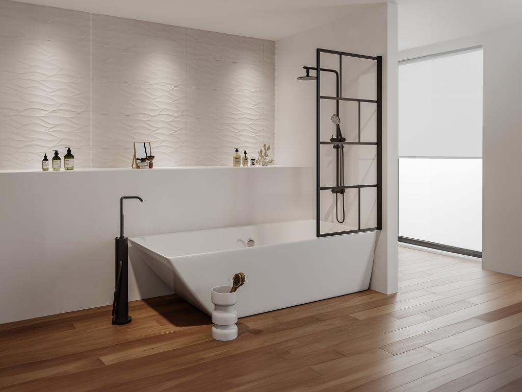 Schwenkbare Duschtrennwand für die Badewanne - Industriestil - 70 x 140 cm günstig online kaufen