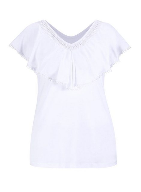 creation L T-Shirt CRéATION L Damen Jerseyshirt mit Spitze, weiß günstig online kaufen