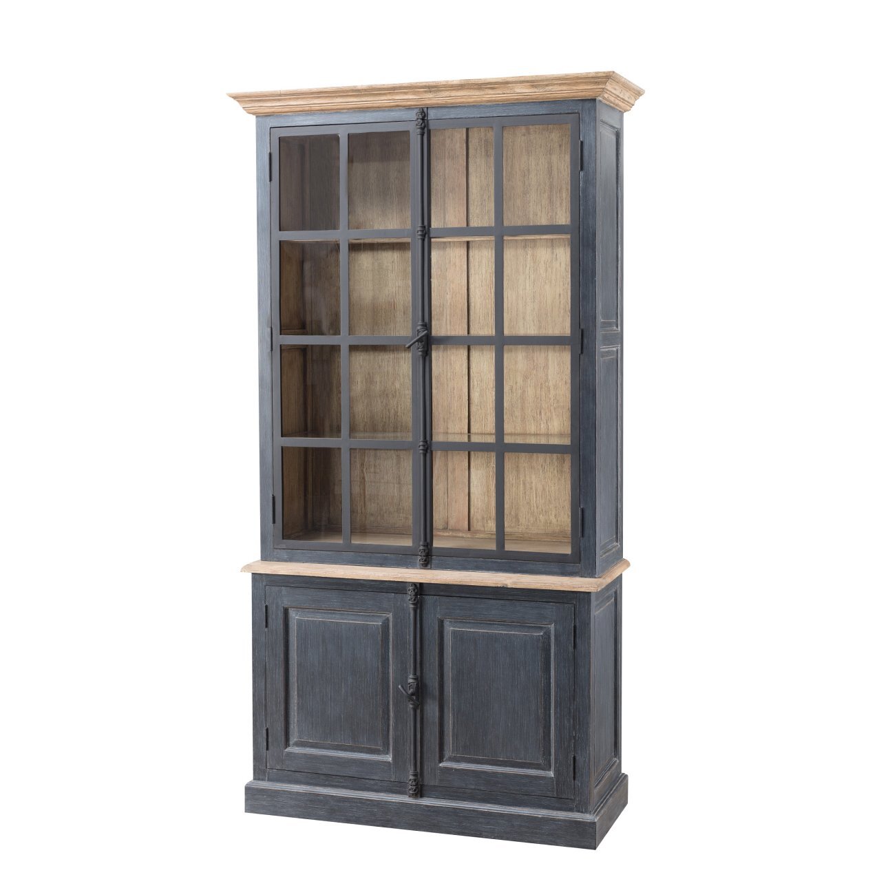 Vitrine Gordes 110x46x230 old black & natural, 110 x 46 x 230 cm günstig online kaufen