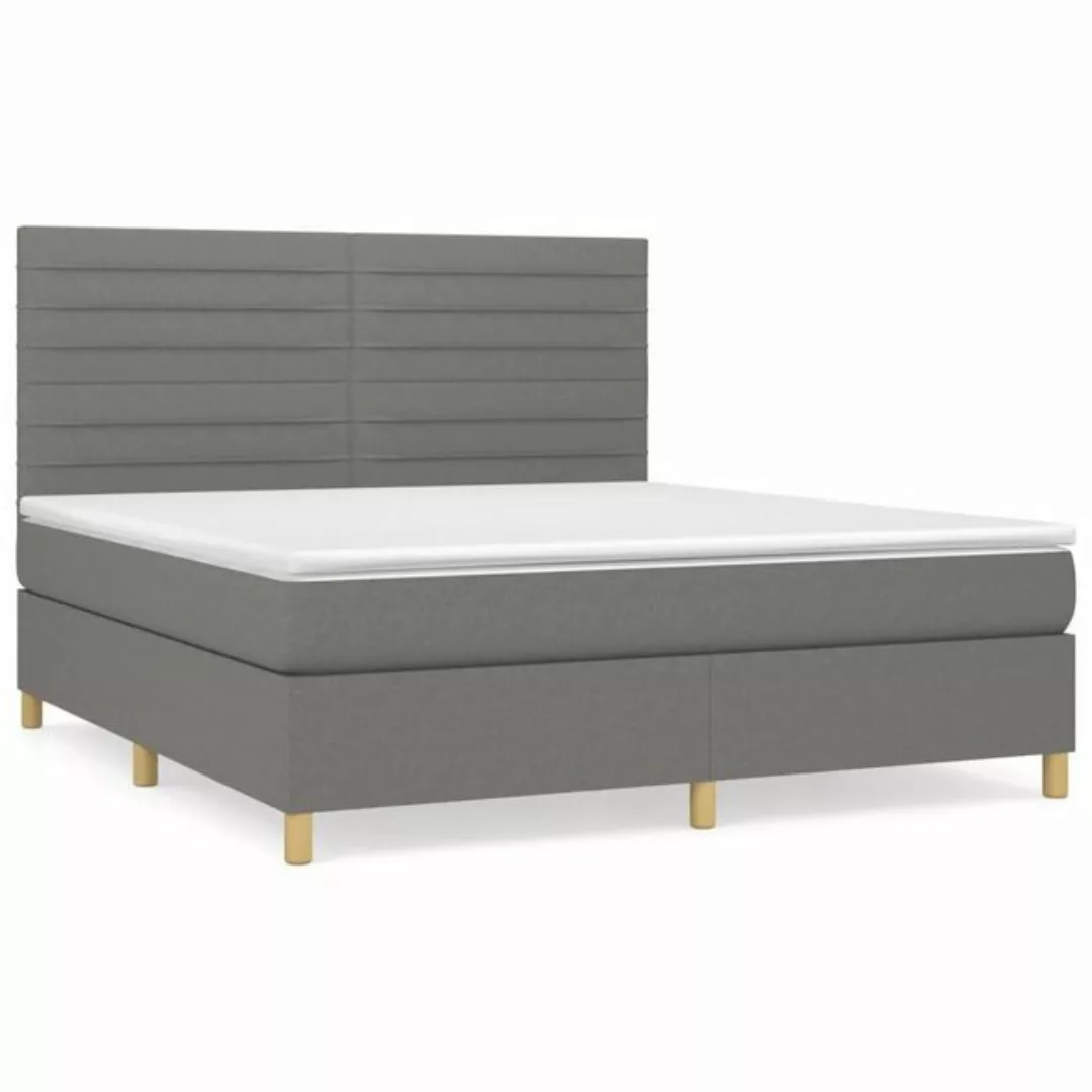 vidaXL Bettgestell Boxspringbett mit Matratze Dunkelgrau 180x200 cm Stoff B günstig online kaufen