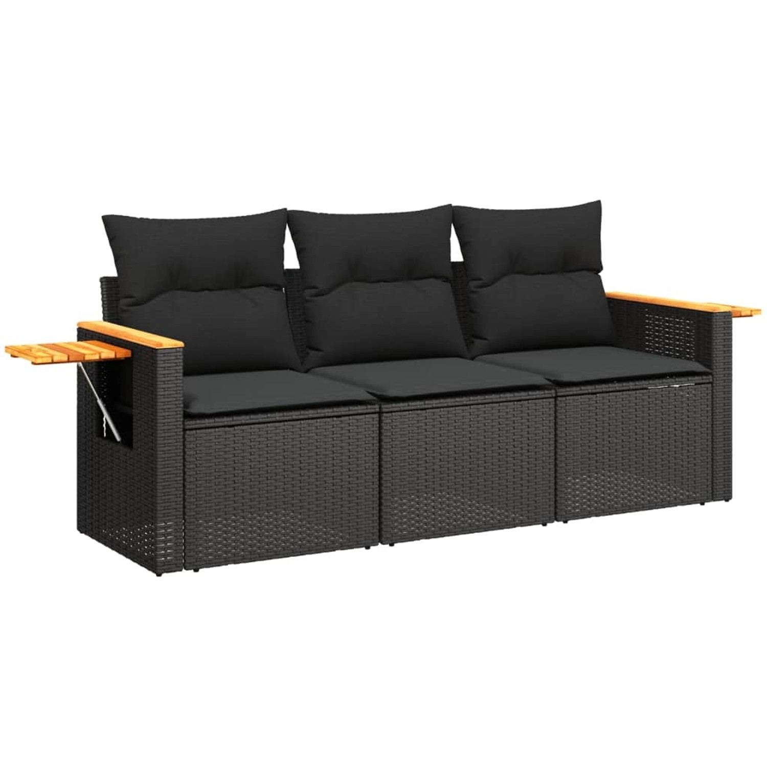 vidaXL 3-Tlg Garten-Sofagarnitur mit Kissen Schwarz Poly Rattan 3258996 günstig online kaufen