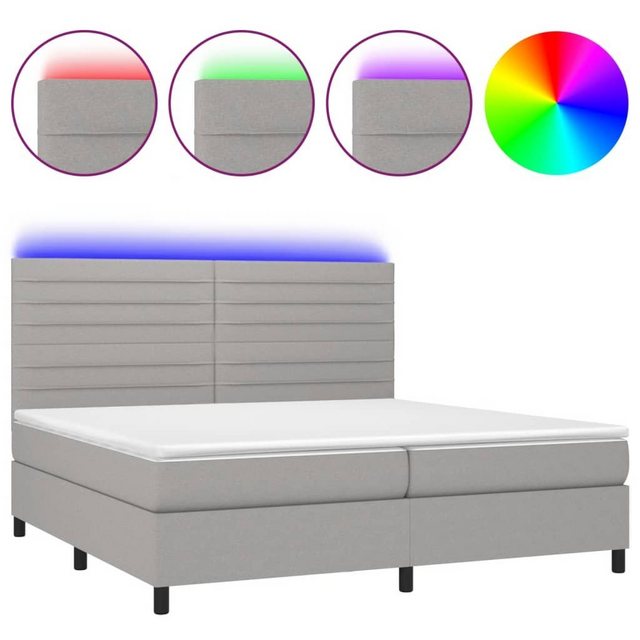 vidaXL Boxspringbett Boxspringbett mit Matratze LED Hellgrau 200x200 cm Sto günstig online kaufen