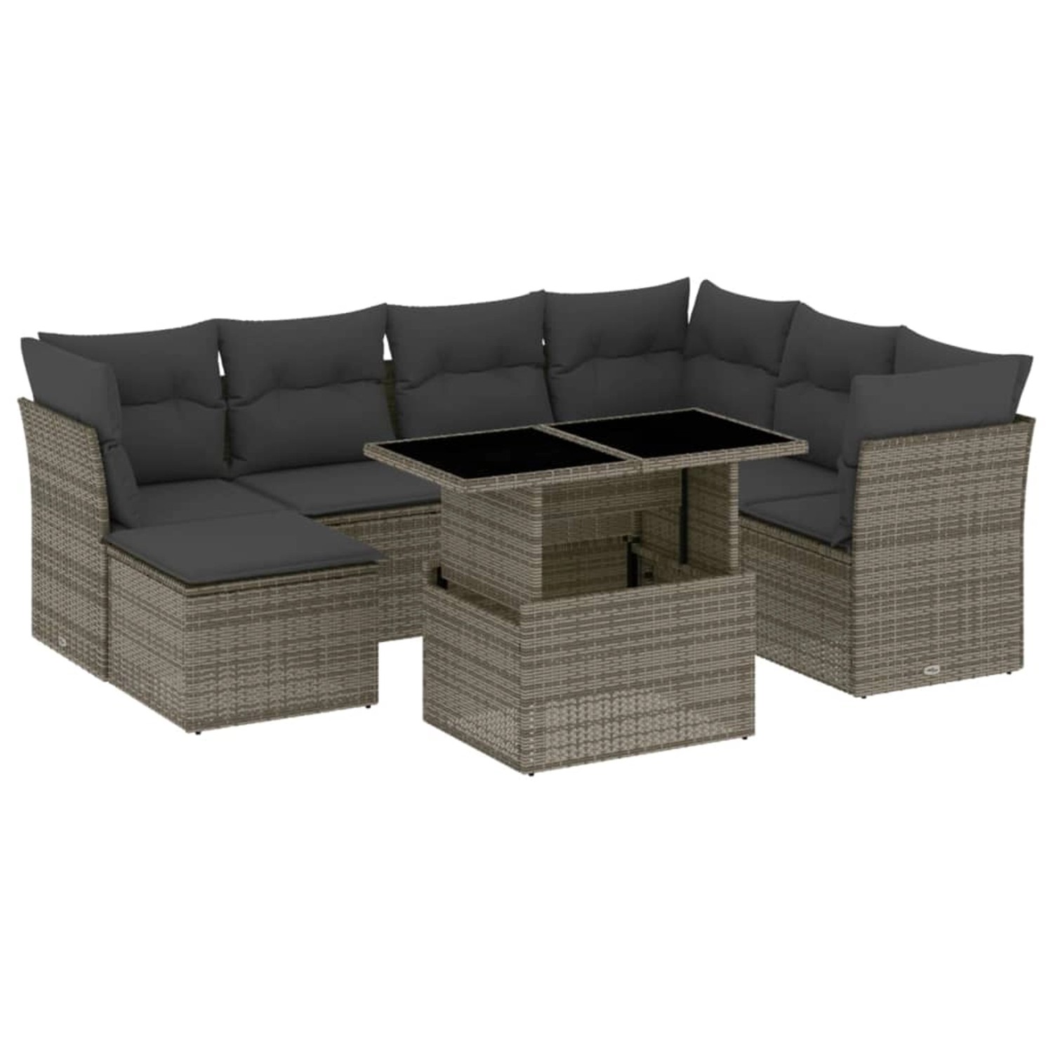 vidaXL 8-tlg Garten-Sofagarnitur mit Kissen Grau Poly Rattan Modell 156 günstig online kaufen