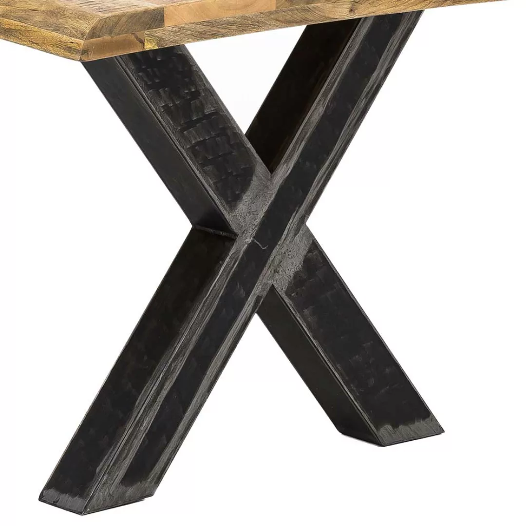 Baumkanten Tisch aus Mangobaum Massivholz und Eisen Loft Design günstig online kaufen