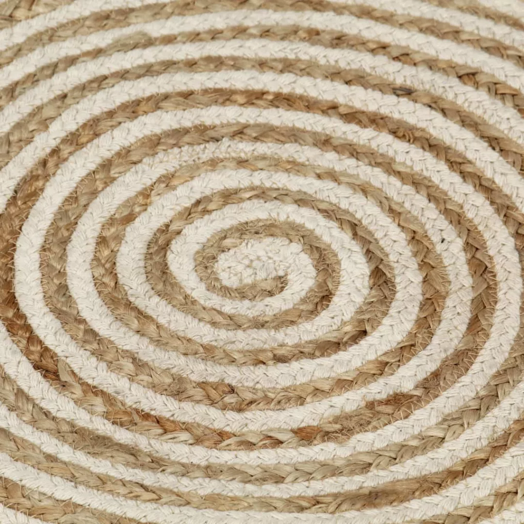 Teppich Handgefertigt Jute Mit Spiralen-design Weiß 120 Cm günstig online kaufen